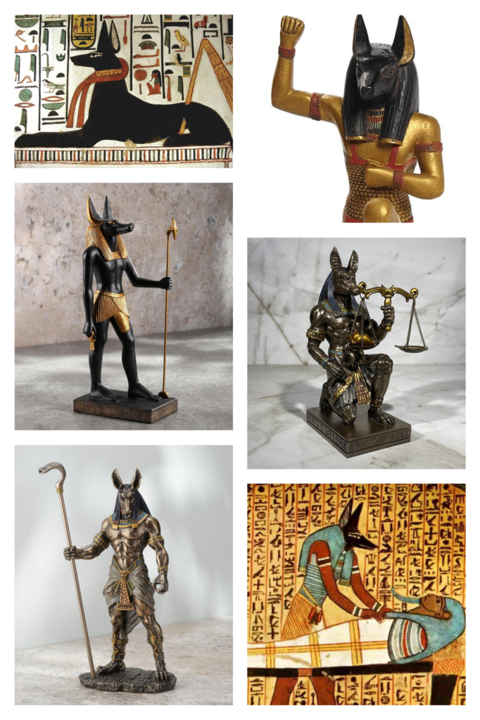 Dogs in Egyptian religion as Anubis- the God of the underworld/death.