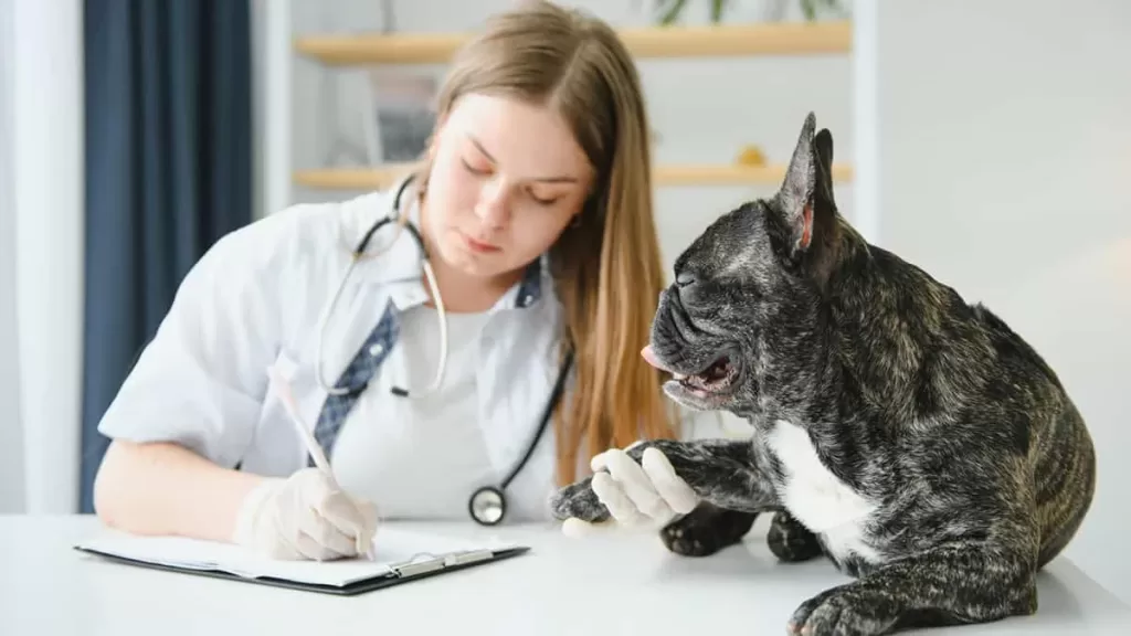 Dog being prescribed a prescription dog food by vet